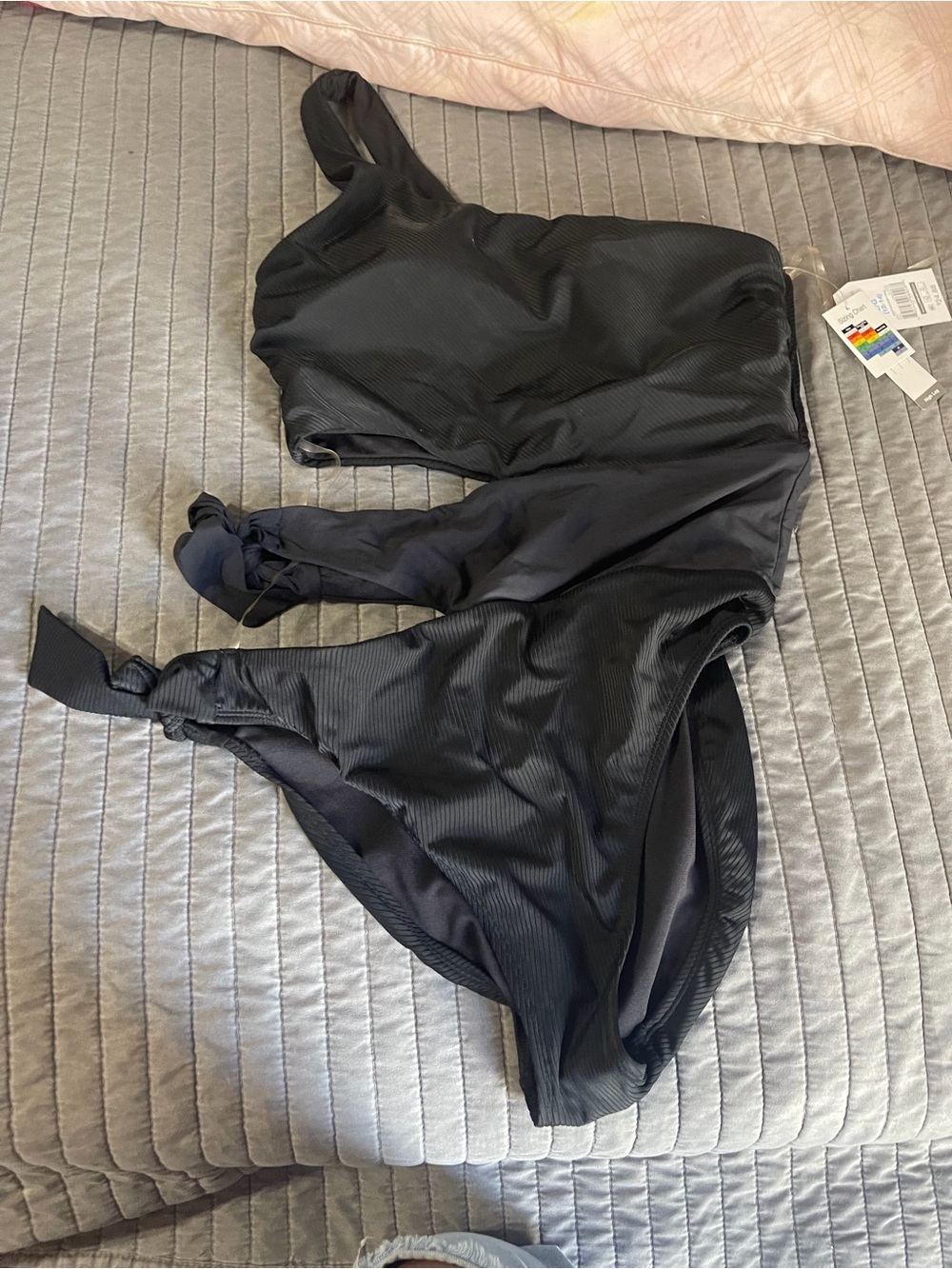 One-Shoulder Black Women's Swim Jumpsuit